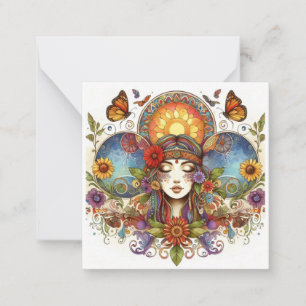 Pequeña Colorida tarjeta hippy
