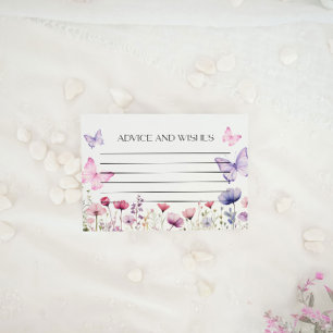 Pequeña Consejos y deseos Floral de mariposa en tarjeta