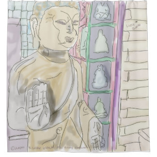 Pequeña cortina de ducha de Buda de R. Leah OShell