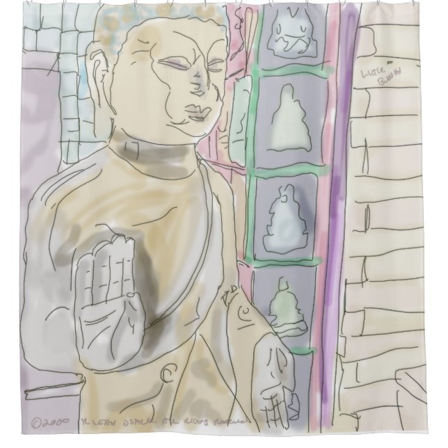 Pequeña cortina de ducha de Buda de R. Leah OShell (Anverso)