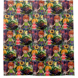 Pequeña cortina de ducha de papel de pelo rojo