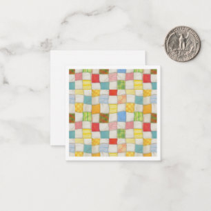 Pequeña CRAZY QUILT 2.5x2.5 Tarjeta plana cuadrada / Blanc