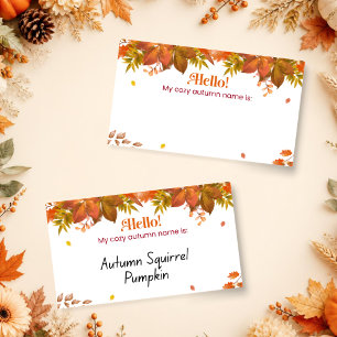 Pequeña ¿Cuál es tu nombre de otoño acogedor? Tarjeta de j