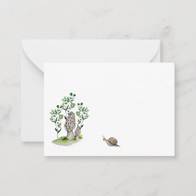 Pequeña Cubierta acuarela patrón hongo tarjeta de tazón de (Anverso)