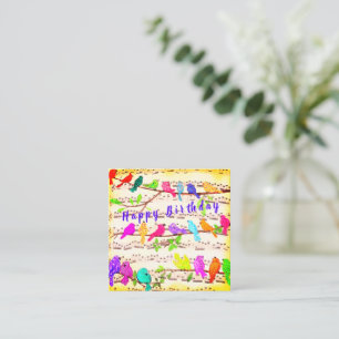 Pequeña Cuta colorida tarjeta de cumpleaños de pájaro musi