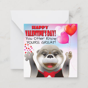 Pequeña Cuta nutria en esmoquin   Tarjeta del día de San V