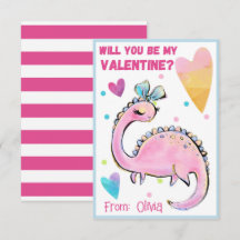 Cute dinosaurio tarjeta de San Valentín para los n