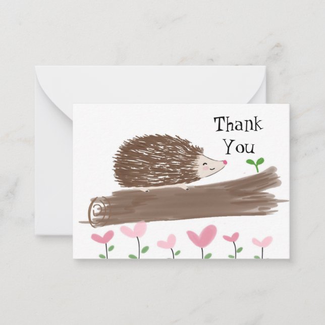 Pequeña Cute Hedgehog Tarjeta de agradecimiento (Anverso)