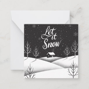 Pequeña Deja que nieva la tarjeta mini-Navidades en blanco