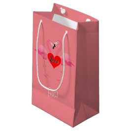 Pequeña Diseño de amor Flamingo Rosa - Bolsa de regalo - P