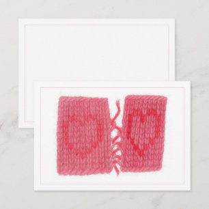 Pequeña DOS CORAZONES TEJIDOS Tarjeta Plana 3.5x5