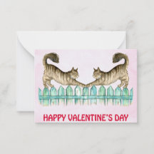 Dos gatos en una tarjeta de valentina de cerca