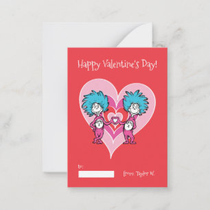 Pequeña Dr. Seuss Valentine  Cosa 1 Cosa 2 Tarjeta