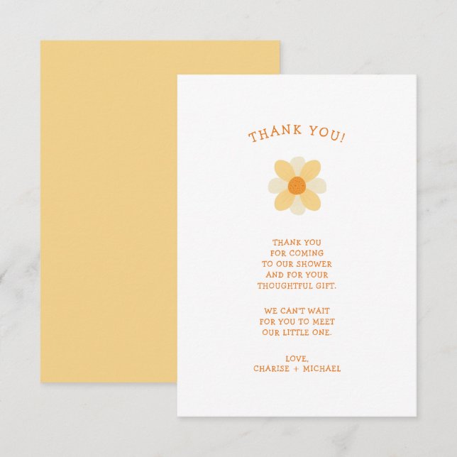 Pequeña ducha de bebé Daisy nota de agradecimiento (Anverso / Reverso)
