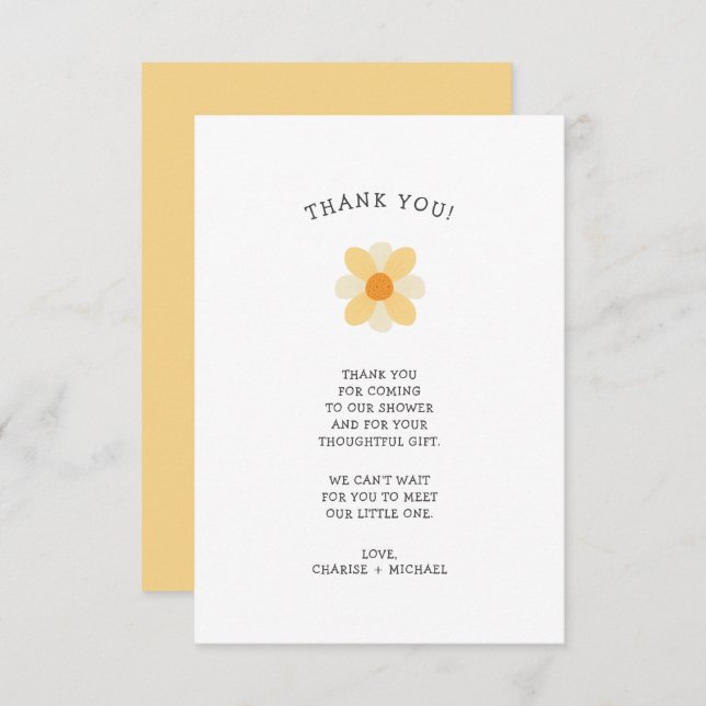 Pequeña ducha de bebé Daisy nota de agradecimiento (Anverso / Reverso)