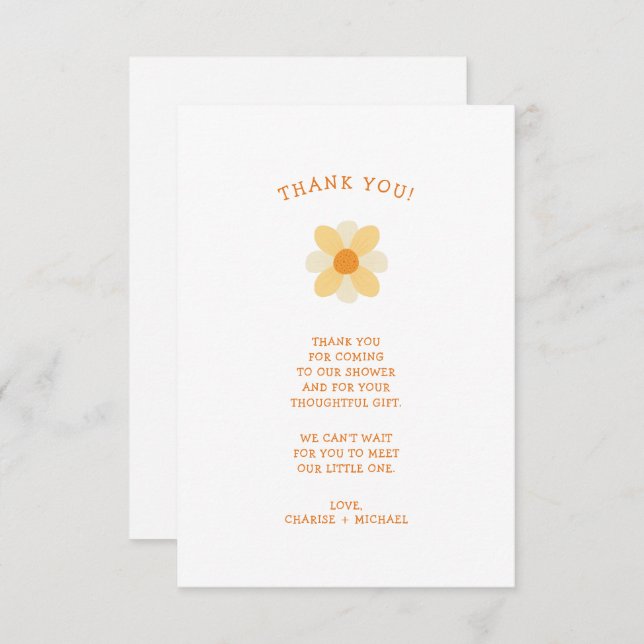 Pequeña ducha de bebé Daisy nota de agradecimiento (Anverso / Reverso)