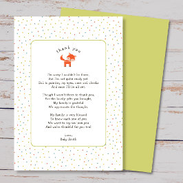 Pequeña ducha de bebé Fox nota de agradecimiento