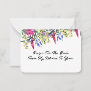 Pequeña ducha de novia Tarjeta de receta floral botánica