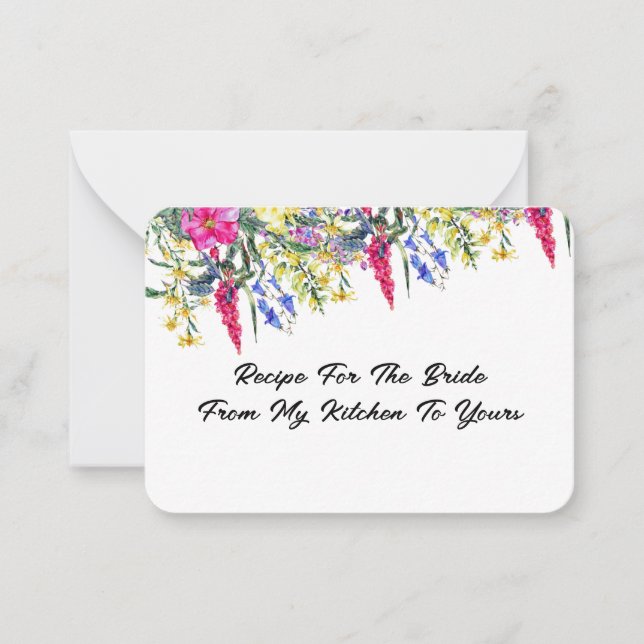 Pequeña ducha de novia Tarjeta de receta floral botánica (Anverso)