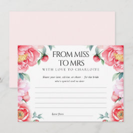 Pequeña Ducha nupcial Tarjeta de deseo con peones rosados