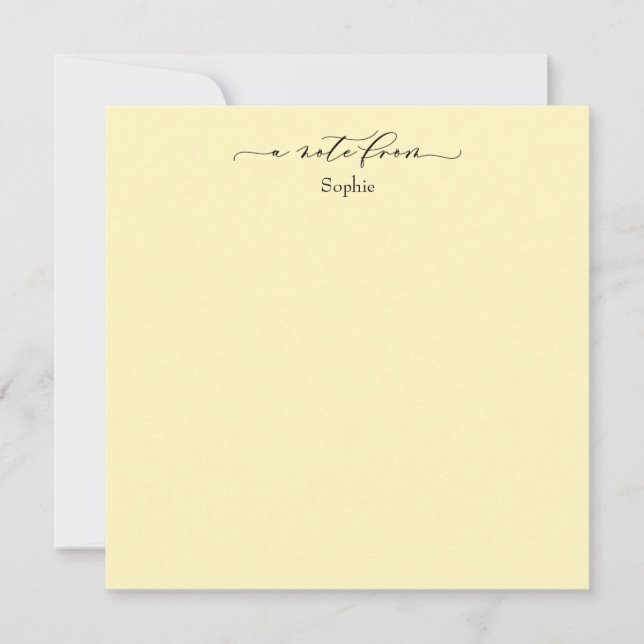 Pequeña Elegante "A Note From" Tarjeta simple Amarillo pál (Anverso)