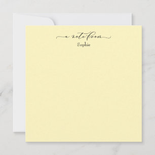 Pequeña Elegante "A Note From" Tarjeta simple Amarillo pál