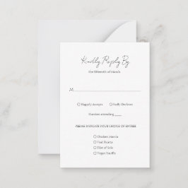 Pequeña Elegante Boda clásico simple Mini tarjeta RSVP