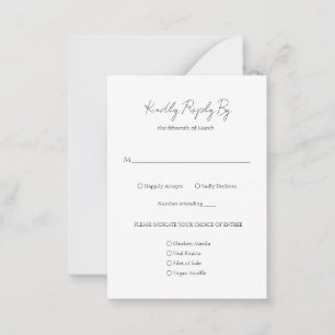 Pequeña Elegante Boda clásico simple Mini tarjeta RSVP