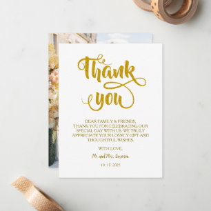 Pequeña Elegante Boda de fotos con guión dorado - Tarjeta