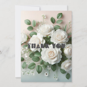 Pequeña Elegante Boda de Rosas Blancas - Tarjeta de agrade