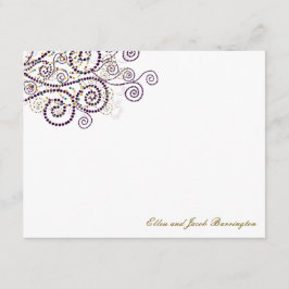 Pequeña Elegante Boho Purple Spiral Boda Gracias Tarjeta
