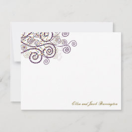 Pequeña Elegante Boho Purple Spiral Boda Gracias Tarjeta
