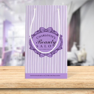 Pequeña Elegante Bolsa de Regalo con Franja Morada y Marco