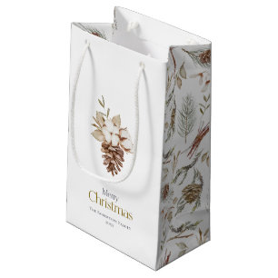 Pequeña Elegante Bolsa de Regalo de Invierno con Pinecones