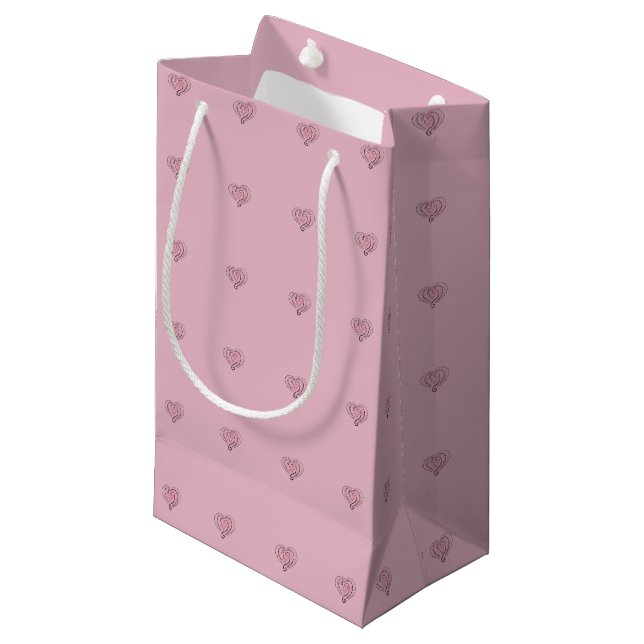 Pequeña Elegante Bolsa de Regalo Rosa de Corazón Negro y R (Angulo Anverso)