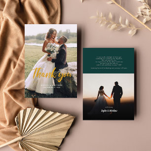 Pequeña Elegante foto Boda con letra manual - Tarjeta de a