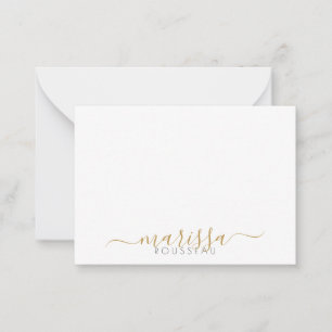 Pequeña Elegante guión moderno dorado Monograma tarjeta de
