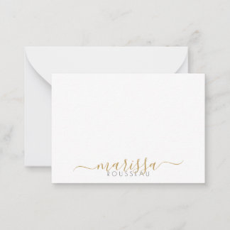 Pequeña Elegante guión moderno dorado Monograma tarjeta de
