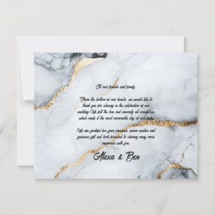 Pequeña Elegante Marble Custom Wedding Tarjeta de agradeci
