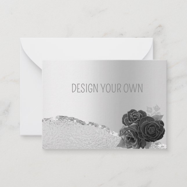Pequeña Elegante Plata Floral Diseño de su propia tarjeta (Anverso)