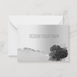 Pequeña Elegante Plata Floral Diseño de su propia tarjeta