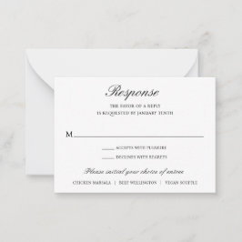 Pequeña Elegante tarjeta Boda tradicional formal Mini RSVP