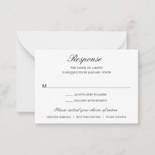 Pequeña Elegante tarjeta Boda tradicional formal Mini RSVP