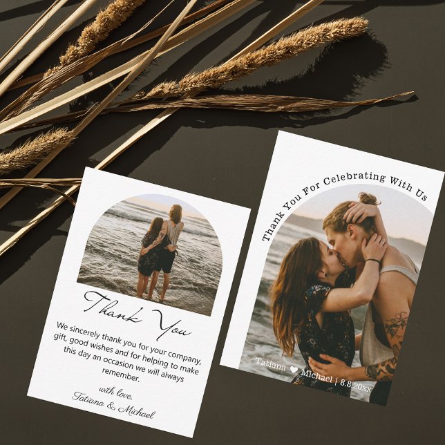 Pequeña Elegante tarjeta de agradecimiento de boda con arc (Subido por el creador)