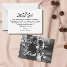 Elegante Tarjeta de Agradecimiento de Boda con Fot