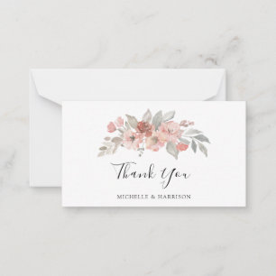 Pequeña Elegante tarjeta de agradecimiento de boda floral