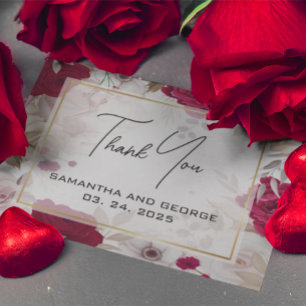 Pequeña Elegante Tarjeta de agradecimiento de Floral Roja