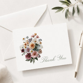 Pequeña Elegante Tarjeta de Agradecimiento Floral Púrpura