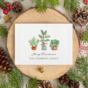 Pequeña Elegante Tarjeta de Navidades Botánicos Verdes de
