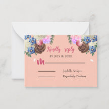 Elegante Tarjeta de respuesta Apricot Floral Boda